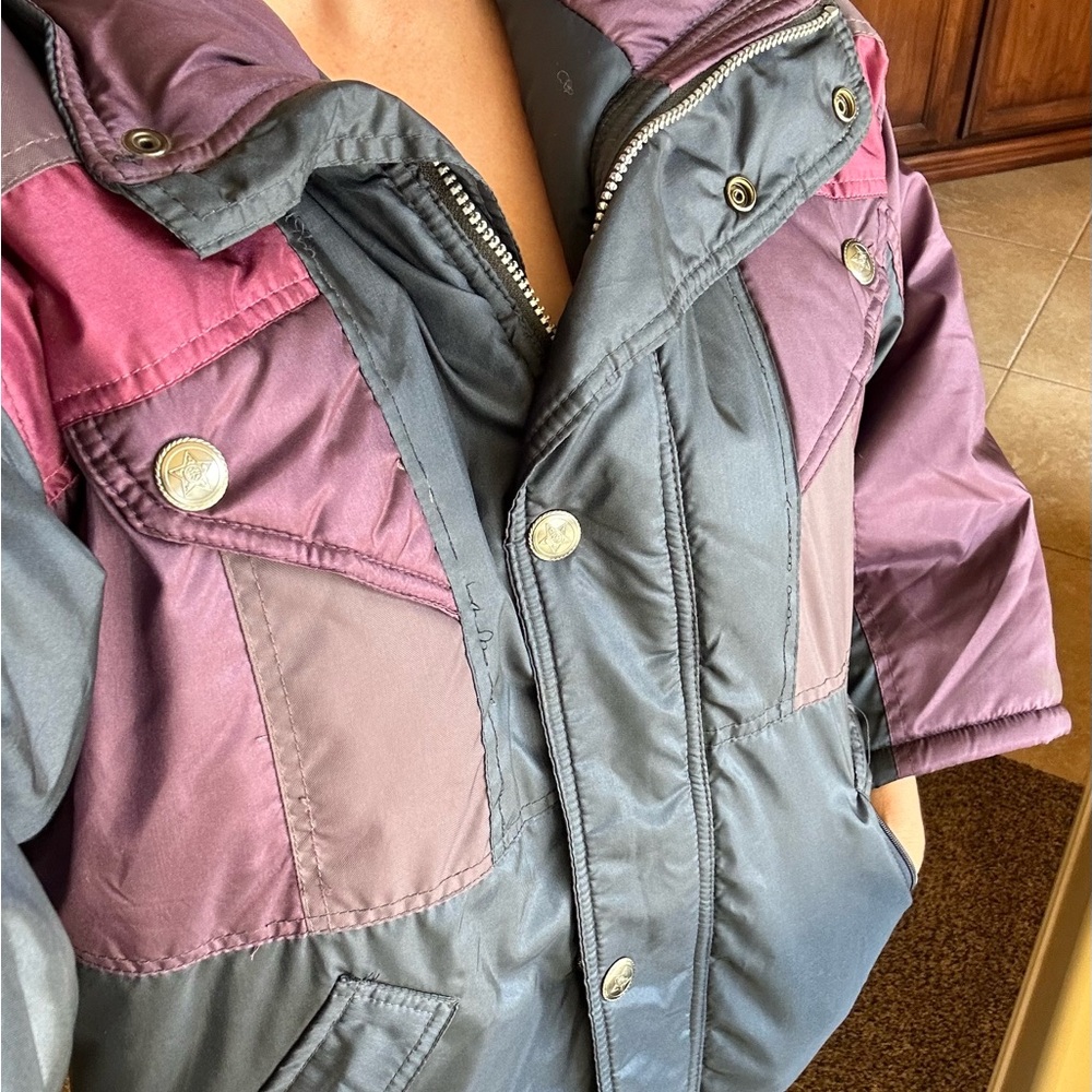 Vintage Extreme Limit 90’s Purple and Dark Blue Puffer Winter Jacket - Picture 5 of 14